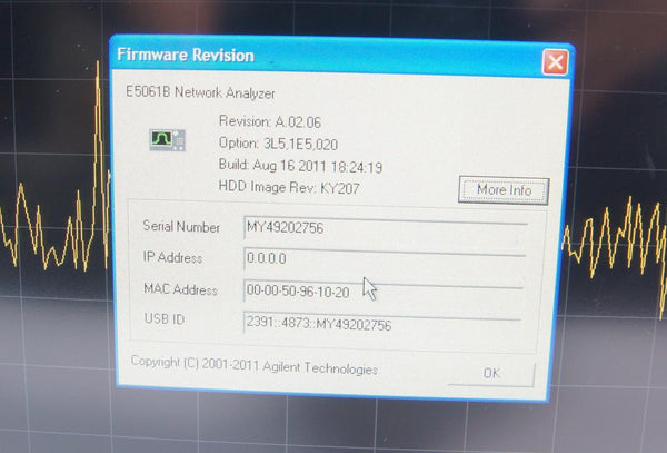 Agilent E5061B 5Hz - 3GHz ENA Network Analyzer Options 3L5 1E5 020